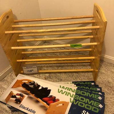 Solid Hardwood Stackable Shoe Racks (10 Total) -Lot 207
