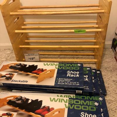 Solid Hardwood Stackable Shoe Racks (10 Total) -Lot 207