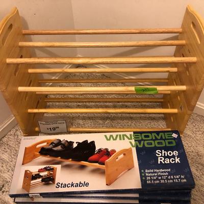 Solid Hardwood Stackable Shoe Racks (10 Total) -Lot 207