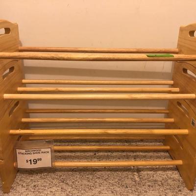 Solid Hardwood Stackable Shoe Racks (10 Total) -Lot 207
