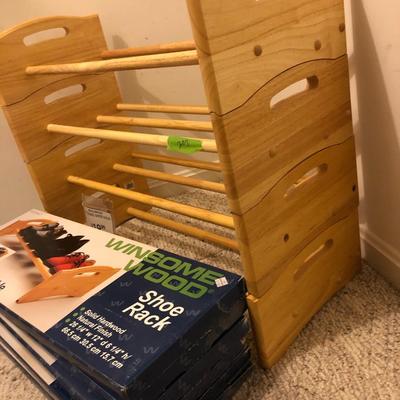 Solid Hardwood Stackable Shoe Racks (10 Total) -Lot 207