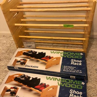 Solid Hardwood Stackable Shoe Racks (10 Total) -Lot 207
