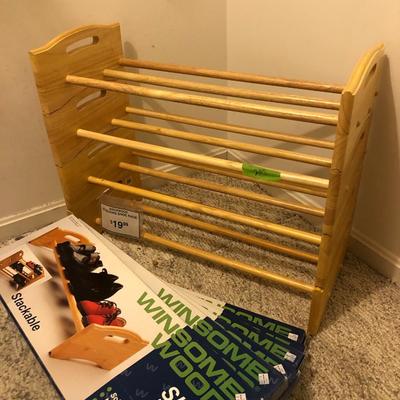 Solid Hardwood Stackable Shoe Racks (10 Total) -Lot 207