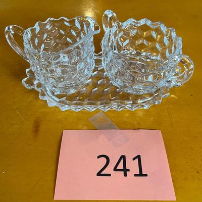 Fostoria American Cream & Sugar on tray