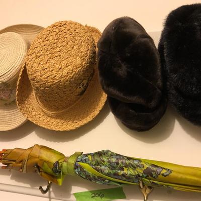 One Vincent Umbrella & Four Hats -Lot 206