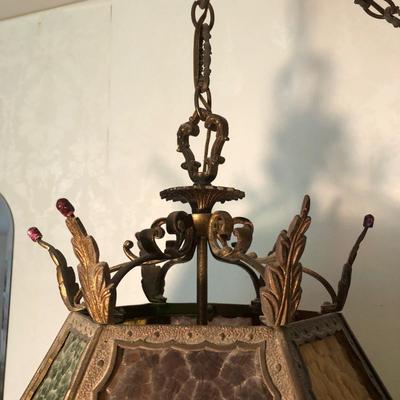 LOT 10M: Vintage Gothic Iron Hanging Lamp