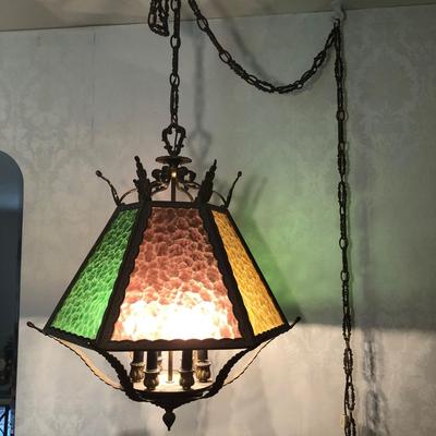LOT 10M: Vintage Gothic Iron Hanging Lamp