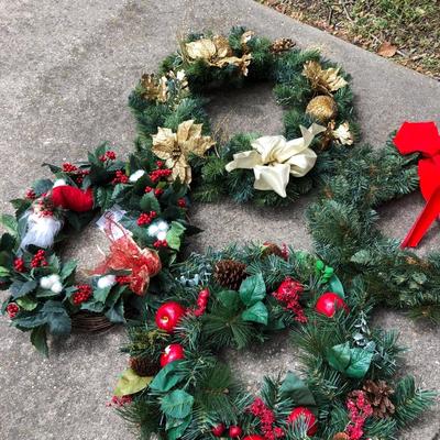 Five Indoor/Outdoor Holiday Wreaths  -Lot 209