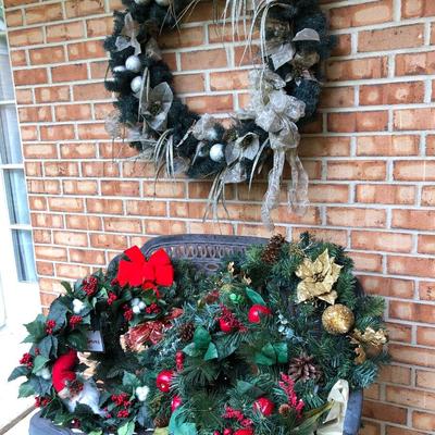 Five Indoor/Outdoor Holiday Wreaths  -Lot 209