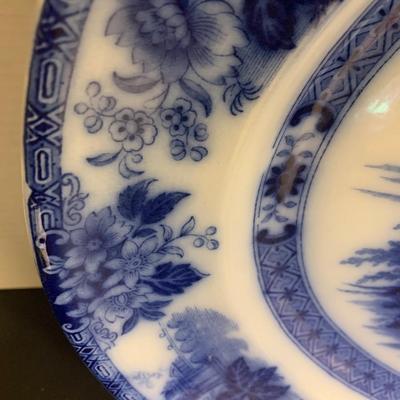 Doulton Burslem Madres Flow Blue Large Platter & Plates