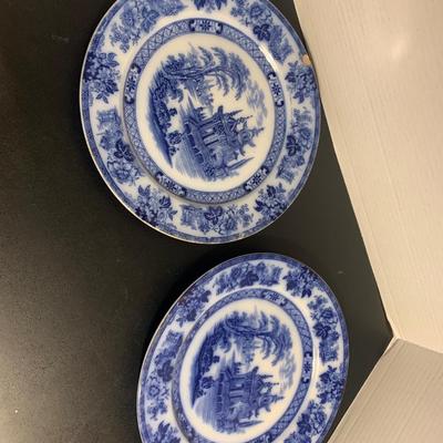 Doulton Burslem Madres Flow Blue Large Platter & Plates