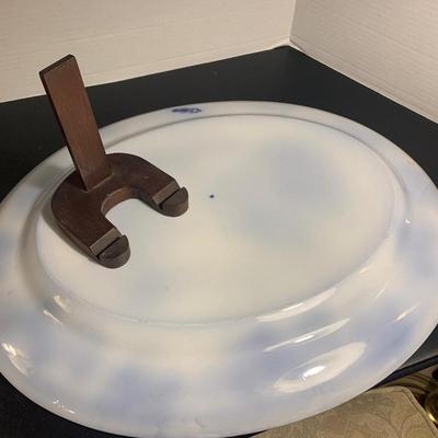 Doulton Burslem Madres Flow Blue Large Platter & Plates