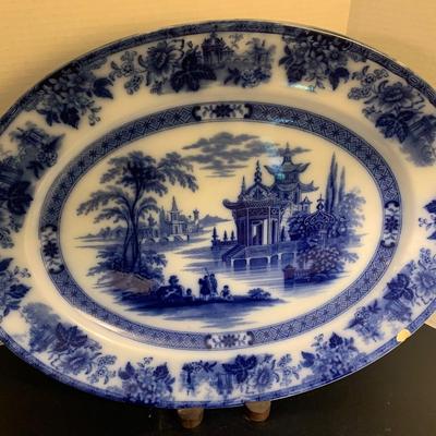 Doulton Burslem Madres Flow Blue Large Platter & Plates