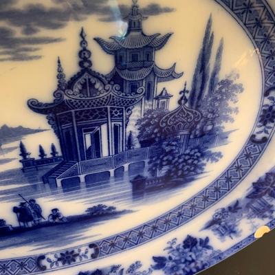 Doulton Burslem Madres Flow Blue Large Platter & Plates