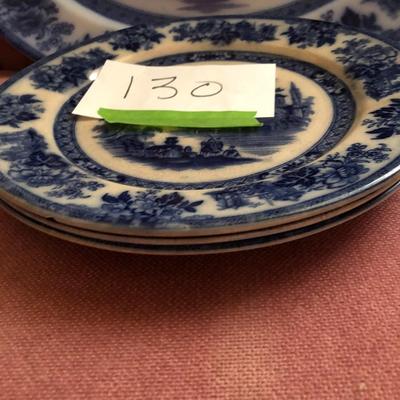 Doulton Burslem Madres Flow Blue Large Platter & Plates