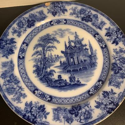 Doulton Burslem Madres Flow Blue Large Platter & Plates