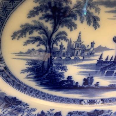 Doulton Burslem Madres Flow Blue Large Platter & Plates