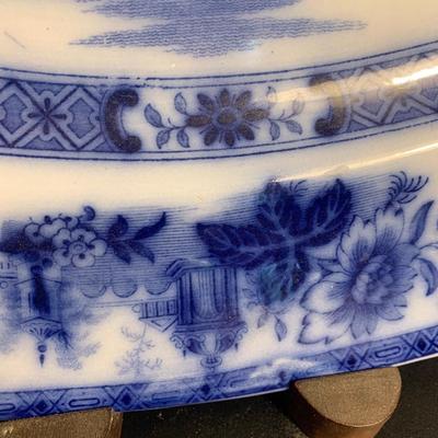 Doulton Burslem Madres Flow Blue Large Platter & Plates
