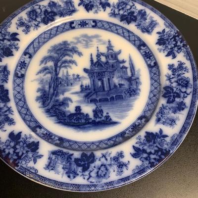 Doulton Burslem Madres Flow Blue Large Platter & Plates