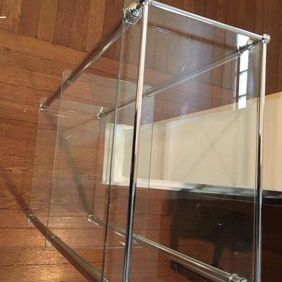 Chrome and glass shelf unit