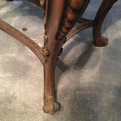 Antique table with Scene insert under glass overlay