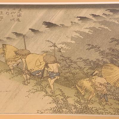 PAIR Signed Asian Framed Sketches / Woodblocks