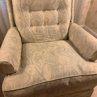 Beige Paisley Floral Upholstered Chair
