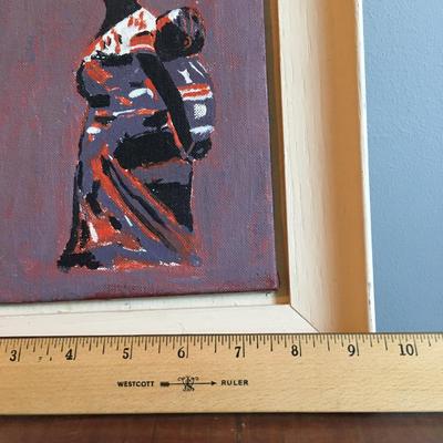 Small framed original painting of African woman and child