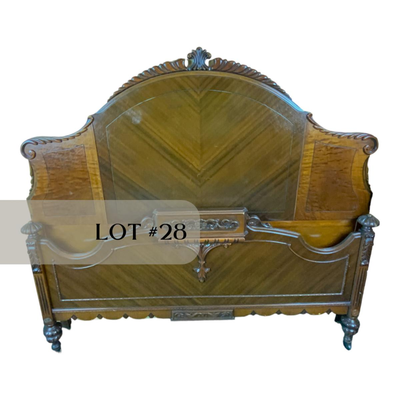 Lot 028 | Antique Veneered Head & Footboard
