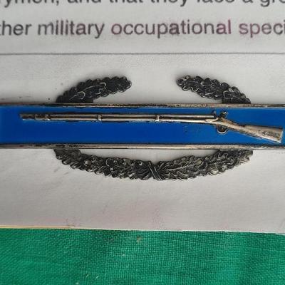 Sterling Silver Combat Infantryman Badge U,S. Army Combat Infratryman WW11