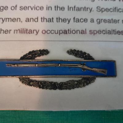 Sterling Silver Combat Infantryman Badge U,S. Army Combat Infratryman WW11