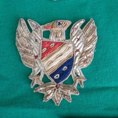 A pair of Epaulets , Tie clips, Pocket watch chain, Wallet, Vintage beaded Patches and more