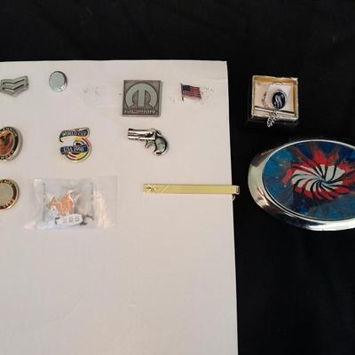 Hat pins / Lapels, The best things in life, Mopar, Pistols, and the America flag, belt buckle & more