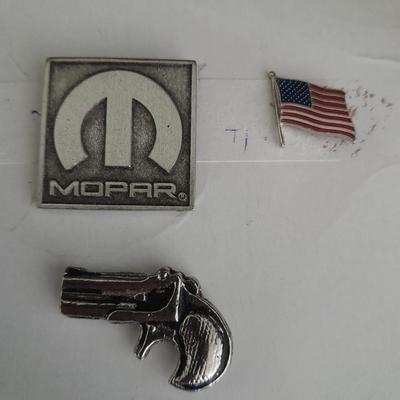 Hat pins / Lapels, The best things in life, Mopar, Pistols, and the America flag, belt buckle & more