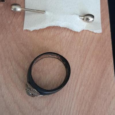 Wooden box with Lapel pins, and other assorted Jewelry