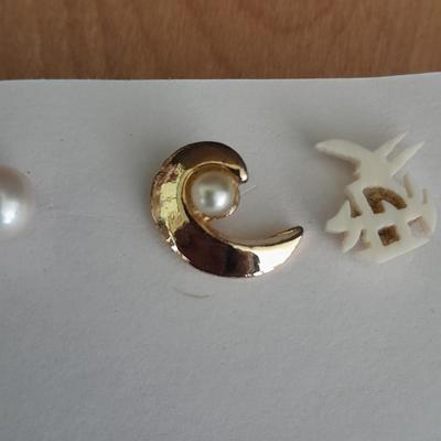 Wooden box with Lapel pins, and other assorted Jewelry