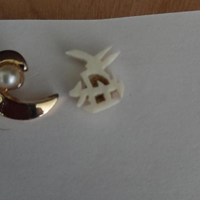 Wooden box with Lapel pins, and other assorted Jewelry