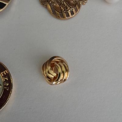 Wooden box with Lapel pins, and other assorted Jewelry