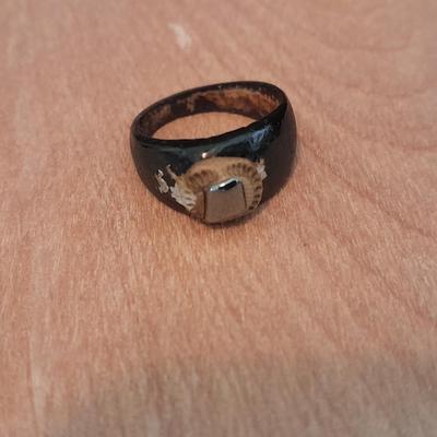 Wooden box with Lapel pins, and other assorted Jewelry