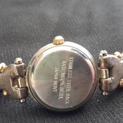 Ladie's Premier Designs watch, Watch chain, and more in a small wooden box