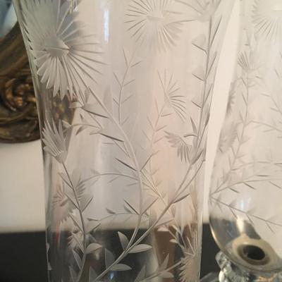 Etched glass candle holders