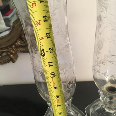 Etched glass candle holders