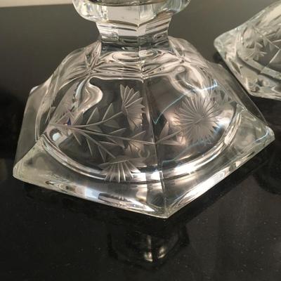 Etched glass candle holders