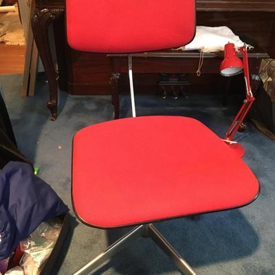 Red Office chair with wheels made in Denmark!