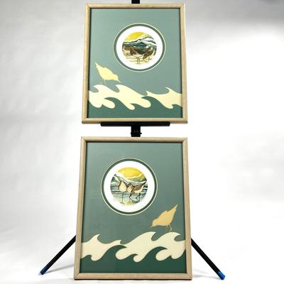 1313 Pair of Sandpiper Lithograph with Custom Nautical Mat Signed & Numbered