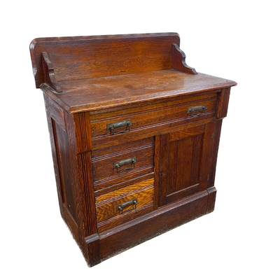 1315 Victorian 19th Century Oak Wash Stand Dry Sink