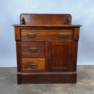 1315 Victorian 19th Century Oak Wash Stand Dry Sink