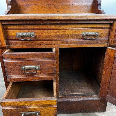 1315 Victorian 19th Century Oak Wash Stand Dry Sink