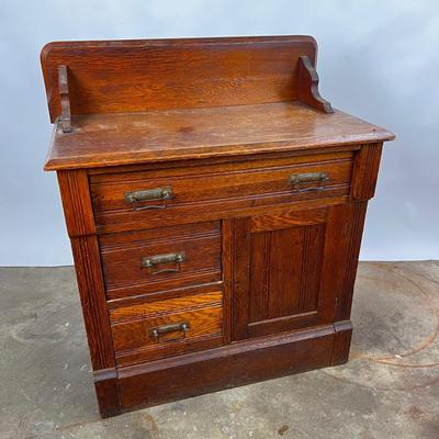 1315 Victorian 19th Century Oak Wash Stand Dry Sink