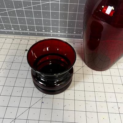 2 Ruby Red Glass Vases 